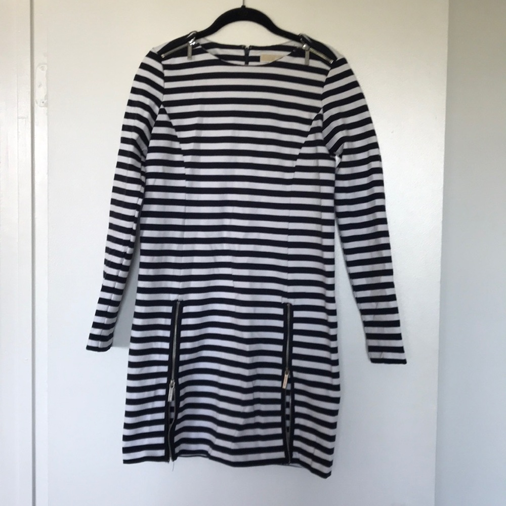 Michael Kors Navy and White Striped Dress